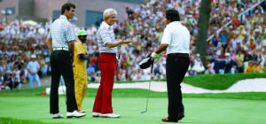 lee trevine and jack nicklaus shaking hands at the tradition
