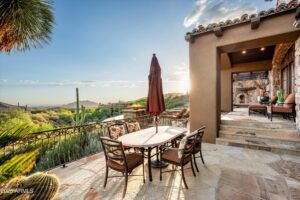 image of a back patio of a new home listing with a club membership at desert mountain club