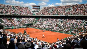 shot of one the clay courts at roland garros, a past international travel adventure at desert mountain club in scottsdale